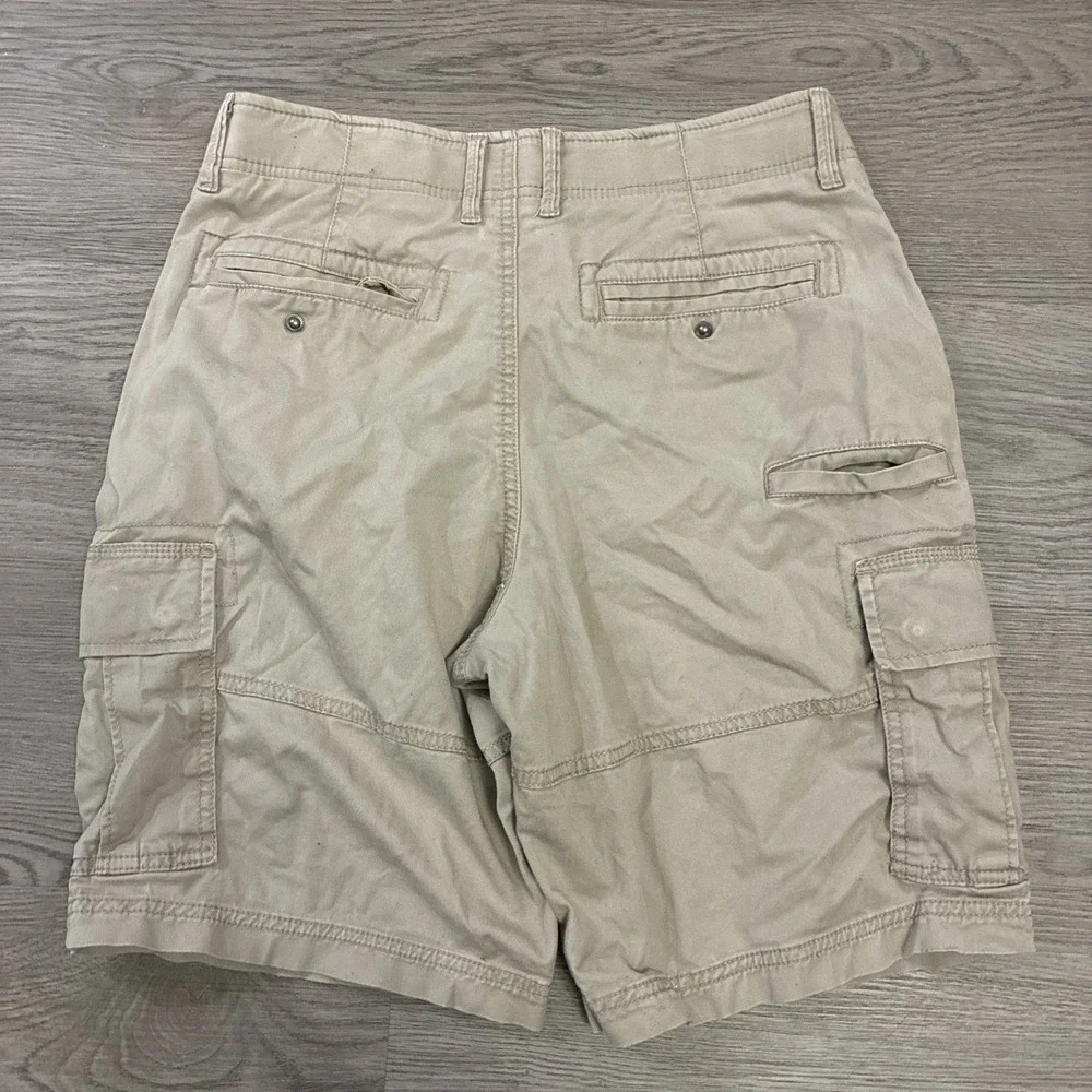 George Men's 30 Flat Front CARGO Shorts At the Knee 10" KHAKI - Picture 5 of 5